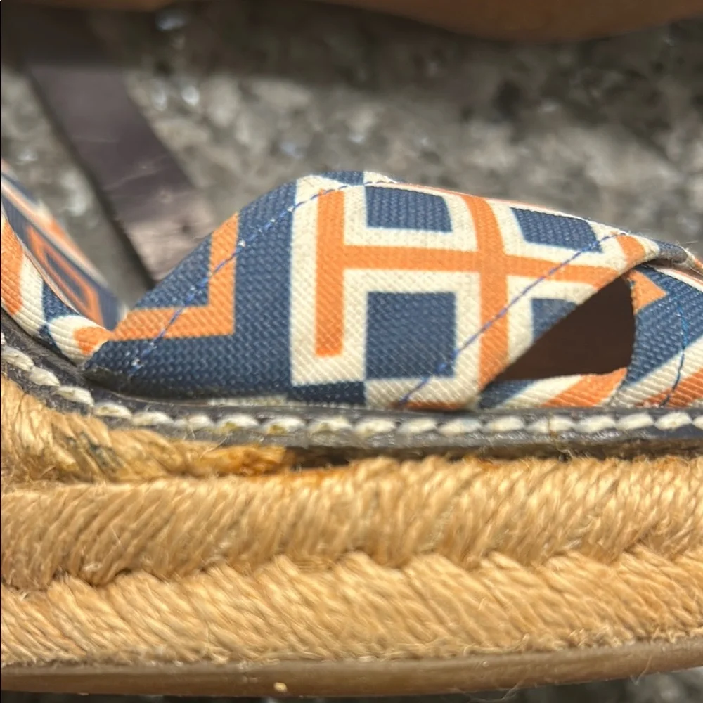 Women’s Navy & Orange Geometric Wedge Sandals